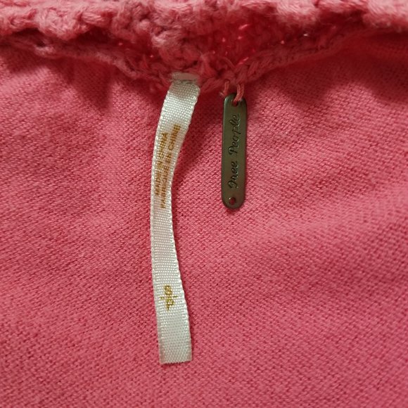 Free People cardigan Small crochet button front sweater pointelle NEEDS REPAIR - Picture 13 of 14